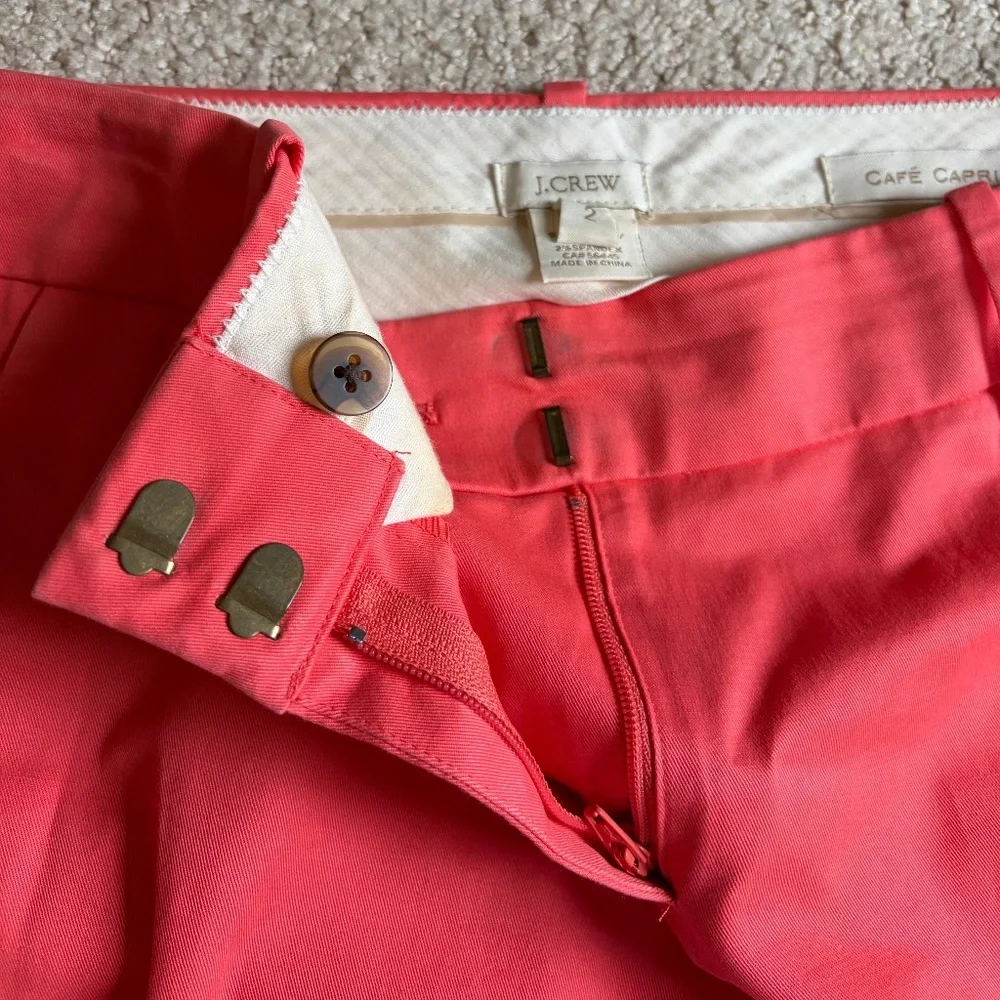 J Crew Cafe Capri chino pants 2 coral